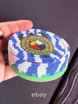 Native North American Beaded Handmade Beadwork Trinket Jewelry Box