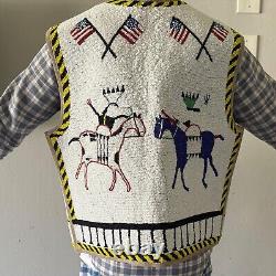 Native Old American Design Handmade Beaded War Vest Front Powwow Regalia XNV707