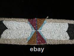 Native PLAINS American BEADED Pictorial HEART Feather Figural Belt Band