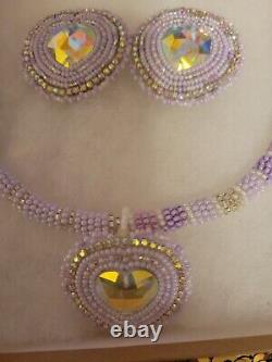 Native american authentic hand beaded choker and earring set. GORGEOUS