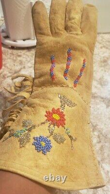 Native american beaded gloves gauntlets