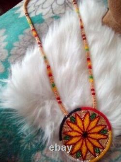 Native american beaded medallion Earrings Matching Set