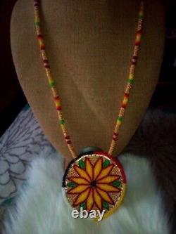 Native american beaded medallion Earrings Matching Set