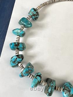 Native american turquoise chunky necklace 26 INCHES BC8