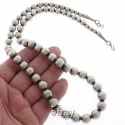 Navajo Antiqued Sterling Silver DESERT PEARL NECKLACE 24 Graduated 6-12mm Beads