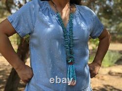 Navajo Jacla Necklace, Turquoise Heishi Beads Native American Hand Made Jewelry