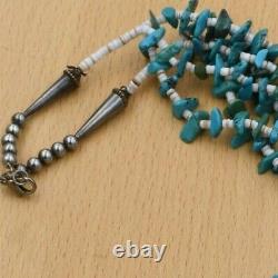 Navajo Native American Handmade Natural Turquoise Multi Strand 28 Necklace