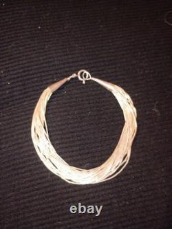 Navajo Native American Liquid Beaded Silver Necklace & Bracelet Set