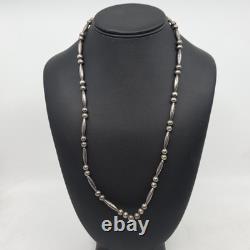 Navajo Native American Sterling Silver Beaded Necklace 24