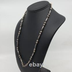 Navajo Native American Sterling Silver Beaded Necklace 24