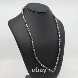 Navajo Native American Sterling Silver Beaded Necklace 24