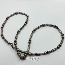 Navajo Native American Sterling Silver Beaded Necklace 24
