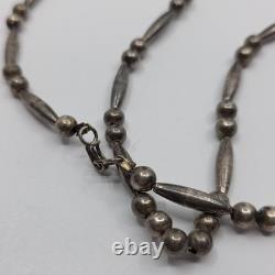 Navajo Native American Sterling Silver Beaded Necklace 24