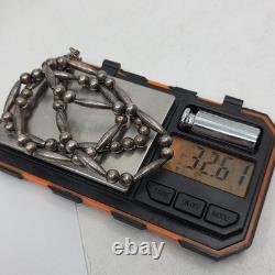 Navajo Native American Sterling Silver Beaded Necklace 24