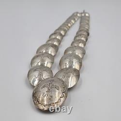 Navajo Native American Sterling Silver Graduated Bead Necklace and Earring Set