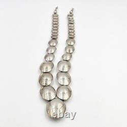 Navajo Native American Sterling Silver Graduated Bead Necklace and Earring Set