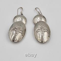 Navajo Native American Sterling Silver Graduated Bead Necklace and Earring Set