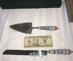 Navajo Native Indian Hand Beaded Towle Wedding Set Silver Rare American Flag 14