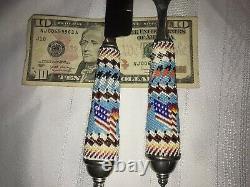 Navajo Native Indian Hand Beaded Towle Wedding Set Silver Rare American Flag 14