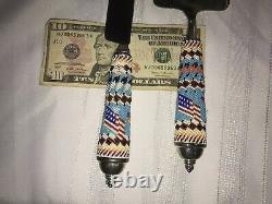 Navajo Native Indian Hand Beaded Towle Wedding Set Silver Rare American Flag 14