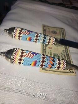 Navajo Native Indian Hand Beaded Towle Wedding Set Silver Rare American Flag 14