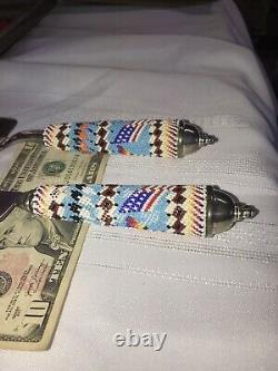 Navajo Native Indian Hand Beaded Towle Wedding Set Silver Rare American Flag 14