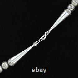 Navajo Native Pearl Sterling Silver Bead Necklace 8mm AZTEC DESIGN DESERT PEARLS
