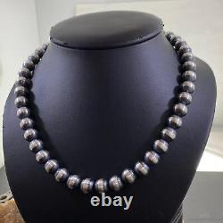 Navajo Pearl Beads 10 mm Sterling Silver Necklace Length 18 For Women