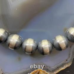 Navajo Pearl Beads 10 mm Sterling Silver Necklace Length 18 For Women