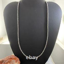 Navajo Pearl Beads 3 mm Sterling Silver Necklace 18 For Women