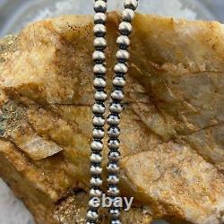 Navajo Pearl Beads 3 mm Sterling Silver Necklace 18 Length For Women