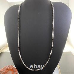 Navajo Pearl Beads 3 mm Sterling Silver Necklace 22 For Women