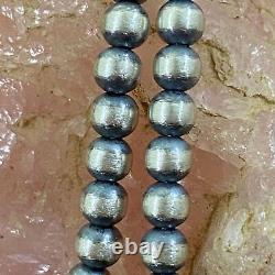 Navajo Pearl Beads 4 mm Sterling Silver Necklace Length 24 For Women