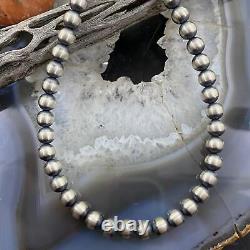 Navajo Pearl Beads 6 mm Sterling Silver Necklace Length 16 For Women