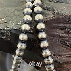 Navajo Pearl Beads 6 mm Sterling Silver Necklace Length 18 For Women