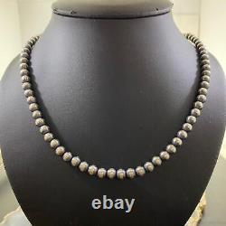 Navajo Pearl Beads 6 mm Sterling Silver Necklace Length 30 For Women