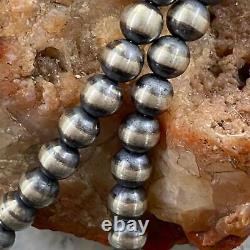 Navajo Pearl Beads 6 mm Sterling Silver Necklace Length 30 For Women