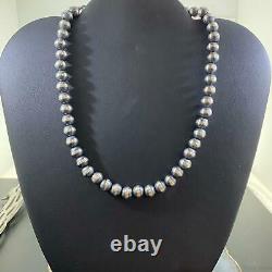 Navajo Pearl Beads 8 mm Sterling Silver Necklace Length 16 For Women