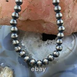 Navajo Pearl Beads 8 mm Sterling Silver Necklace Length 16 For Women
