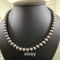 Navajo Pearl Beads 8 mm Sterling Silver Necklace Length 20 For Women