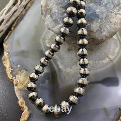 Navajo Pearl Beads 8 mm Sterling Silver Necklace Length 20 For Women