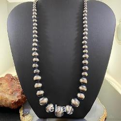 Navajo Pearl Beads Graduated 4-16 mm Sterling Silver 20 Necklace For Women