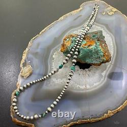 Navajo Pearl Graduated 3-6 mm Beads with Chunky Turquoise Necklace 18 For Women