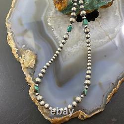 Navajo Pearl Graduated 3-6 mm Beads with Chunky Turquoise Necklace 18 For Women