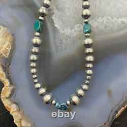 Navajo Pearl Graduated 3-6 mm Beads with Chunky Turquoise Necklace 20 For Women