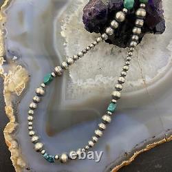 Navajo Pearl Graduated 3-6 mm Beads with Chunky Turquoise Necklace 20 For Women