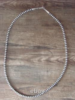 Navajo Pearl Sterling Silver Round Bead Hand Strung 26 Necklace Jake