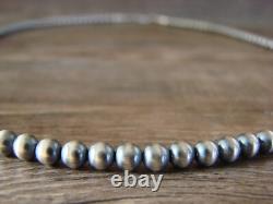 Navajo Pearl Sterling Silver Round Bead Hand Strung 26 Necklace Jake