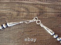 Navajo Pearl Sterling Silver Round Bead Hand Strung 26 Necklace Jake
