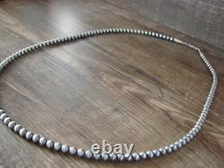 Navajo Pearl Sterling Silver Round Bead Hand Strung 26 Necklace Jake